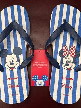 Old Navy x Disney Americana Mickey & Minnie flip flops, NWT